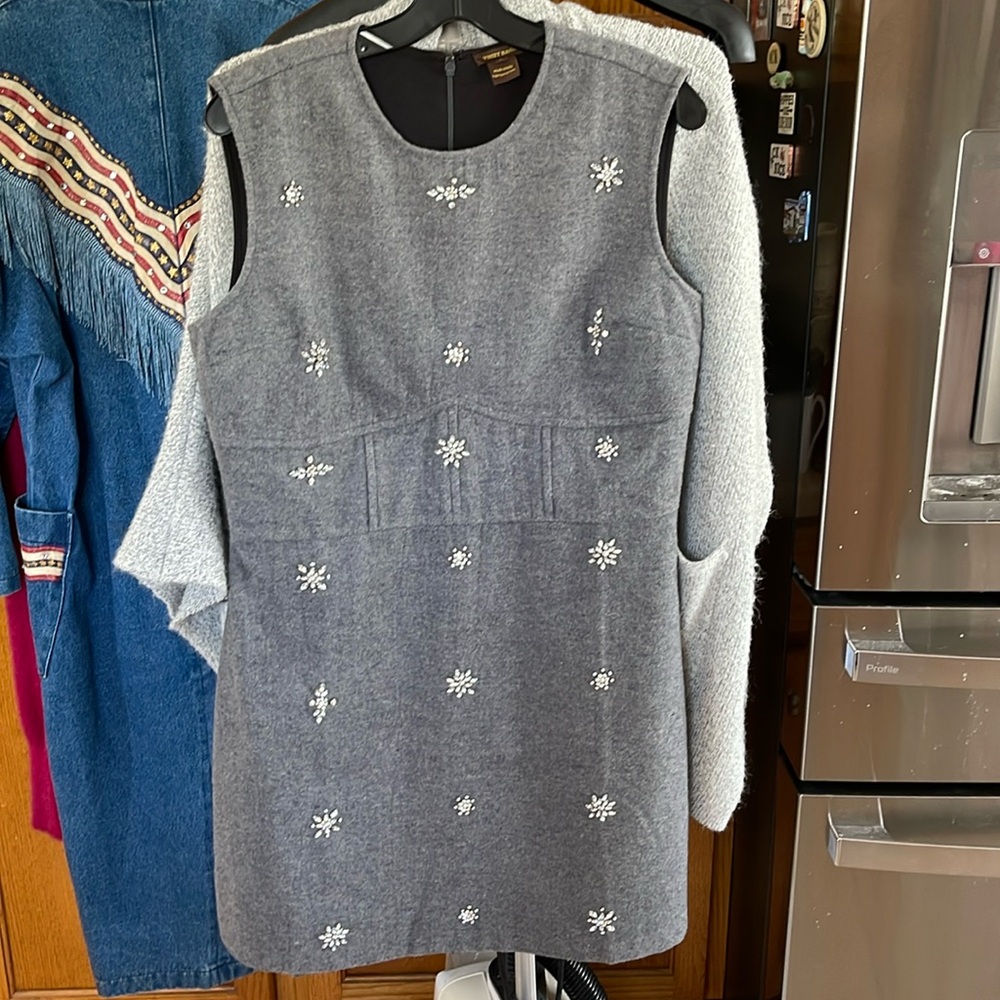Anthropologie Vineet Bahl Shift Dress With Crystals Grey Women’s Size L